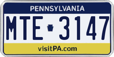 PA license plate MTE3147