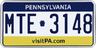 PA license plate MTE3148