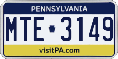 PA license plate MTE3149