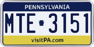 PA license plate MTE3151