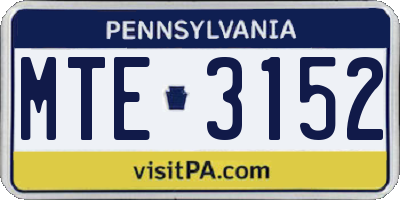 PA license plate MTE3152