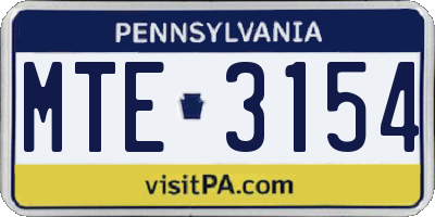 PA license plate MTE3154