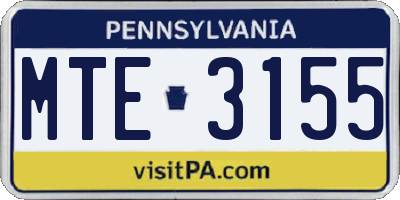 PA license plate MTE3155