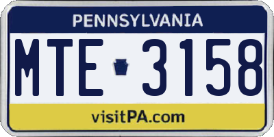 PA license plate MTE3158