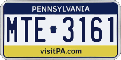 PA license plate MTE3161