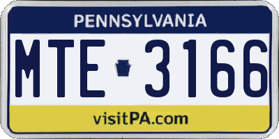 PA license plate MTE3166
