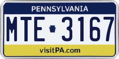 PA license plate MTE3167