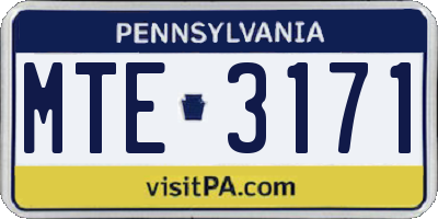 PA license plate MTE3171