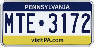PA license plate MTE3172