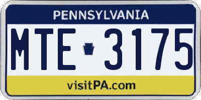 PA license plate MTE3175