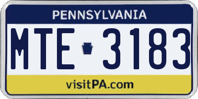 PA license plate MTE3183