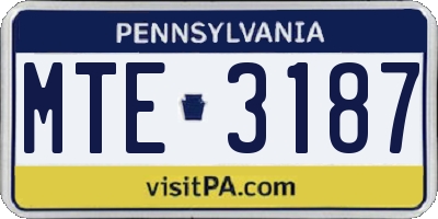 PA license plate MTE3187
