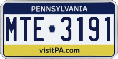 PA license plate MTE3191
