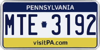 PA license plate MTE3192