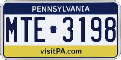 PA license plate MTE3198