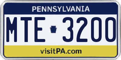 PA license plate MTE3200