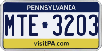 PA license plate MTE3203