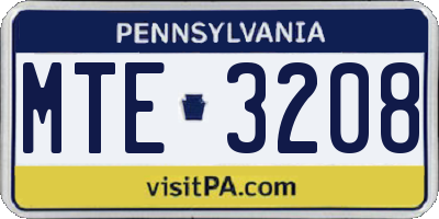 PA license plate MTE3208