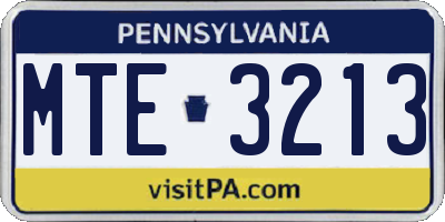PA license plate MTE3213