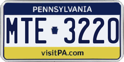PA license plate MTE3220