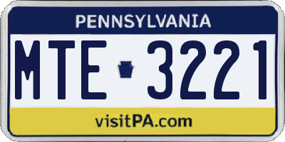 PA license plate MTE3221