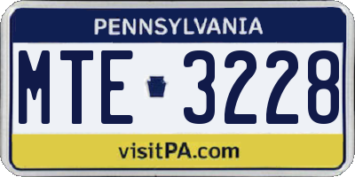 PA license plate MTE3228