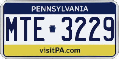 PA license plate MTE3229