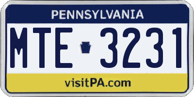PA license plate MTE3231