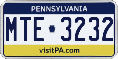 PA license plate MTE3232