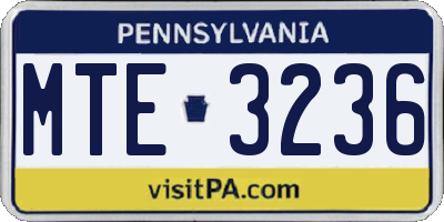 PA license plate MTE3236