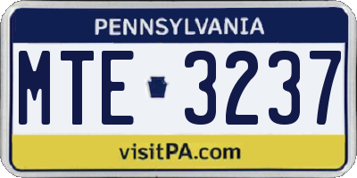 PA license plate MTE3237