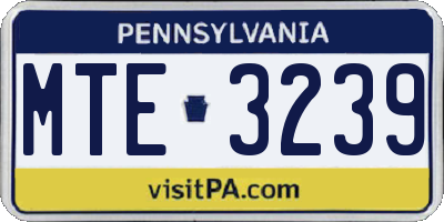 PA license plate MTE3239