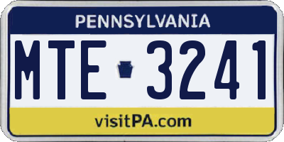 PA license plate MTE3241
