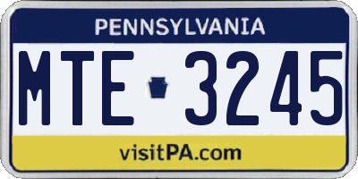 PA license plate MTE3245