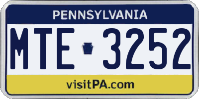 PA license plate MTE3252