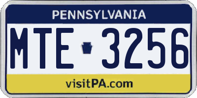 PA license plate MTE3256