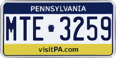 PA license plate MTE3259