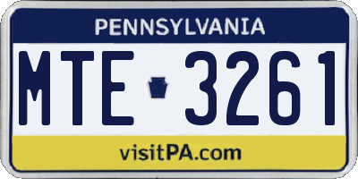 PA license plate MTE3261