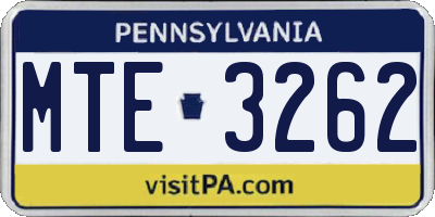 PA license plate MTE3262
