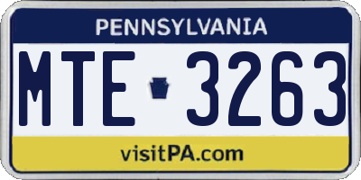 PA license plate MTE3263