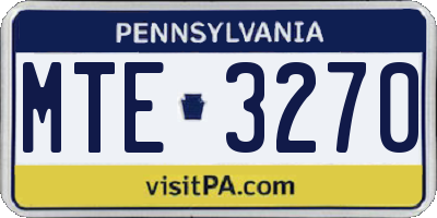 PA license plate MTE3270