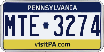 PA license plate MTE3274