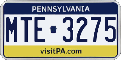 PA license plate MTE3275