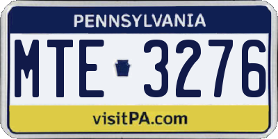 PA license plate MTE3276