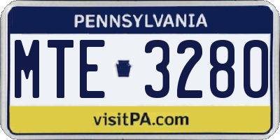 PA license plate MTE3280