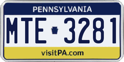 PA license plate MTE3281
