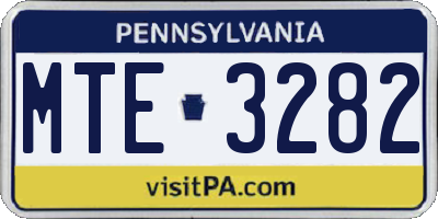 PA license plate MTE3282