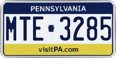 PA license plate MTE3285