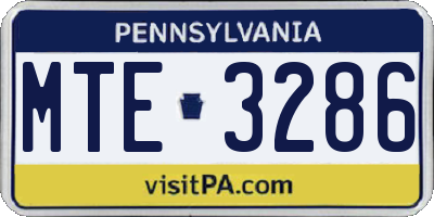 PA license plate MTE3286