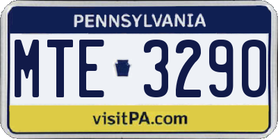 PA license plate MTE3290